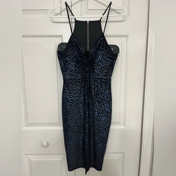 Black and Blue Rose Dress- Size: S